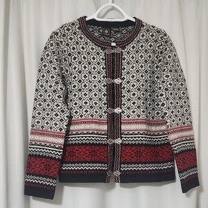 Elegant Women's Cardigan - Multicolor 100% Wool